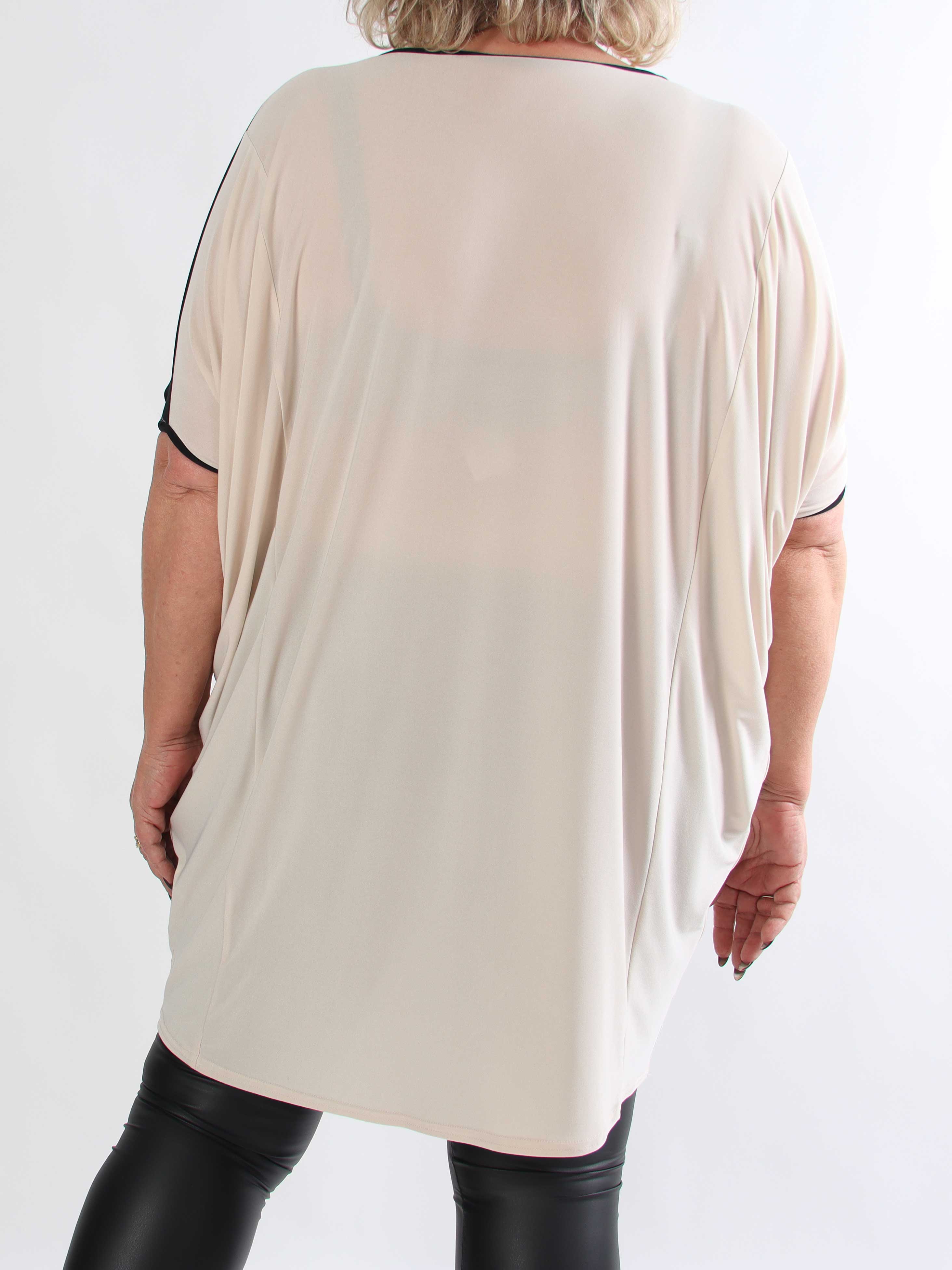 Spencer - Elastisk tofarvet plus size tunikakjole med flagermusærmer